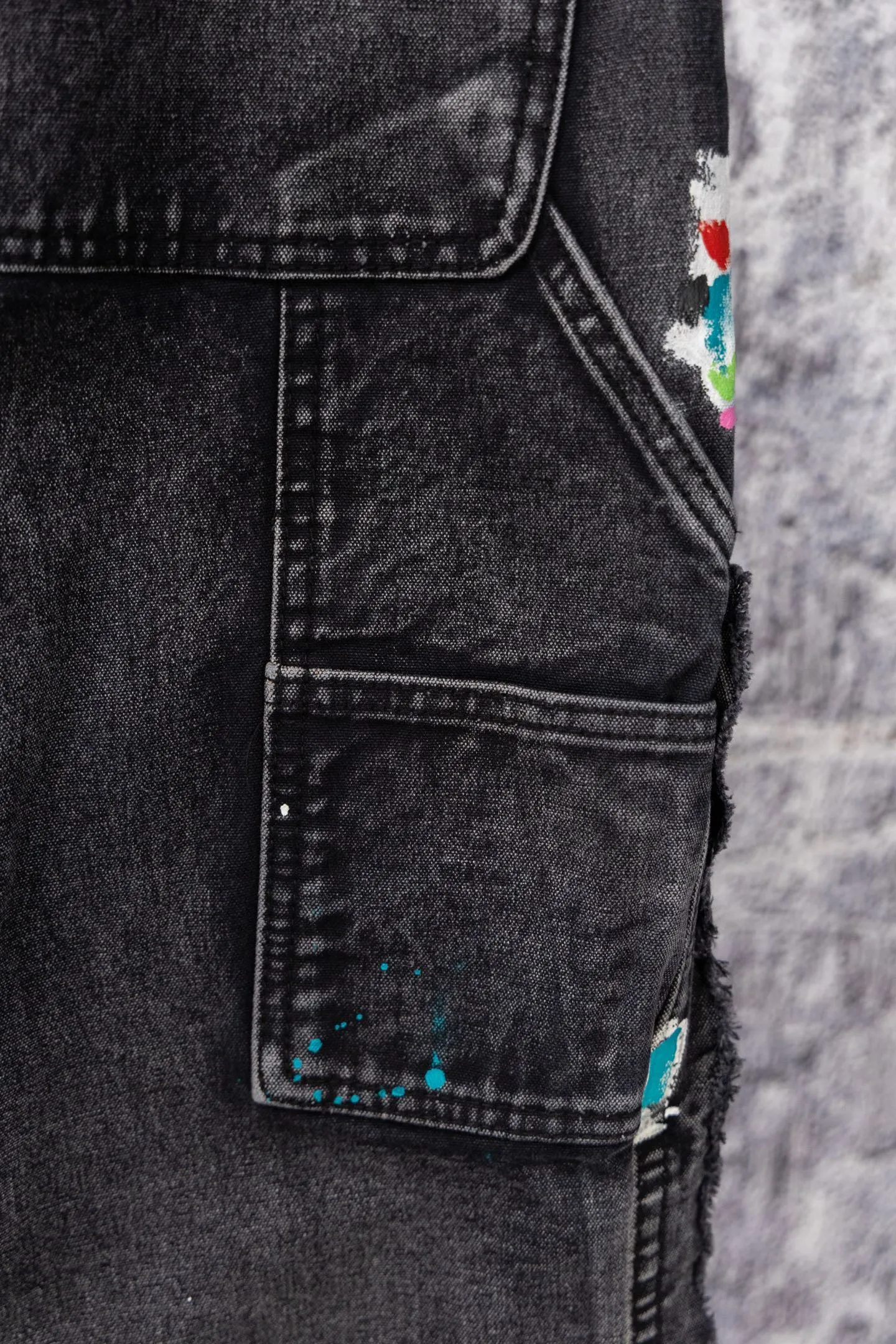 💰260 GALLERY DEPT.25ss new street gradient splash-ink graffiti jeans Gallery Dept. was born in the soil of Los Angeles street culture. With the core concept of "art is daily life", it deeply integrates traditional denim craftsmanship with modern graffiti art. The brand transforms old denim, Vintage T-shirts and other items by hand, giving them personalized elements such as wear, splashing, splicing, etc. Each piece is hand-finished by craftsmen and has both artistic collection value and practical function. In 2021, the joint capsule series with French veteran Lanvin and the cooperation with Chrome Hearts have attracted the attention of the fashion industry, confirming its transformation from an independent studio to an international trend symbol. Gallery Dept. targets the global fashion pioneer group aged 18-35 and positions itself as a "high street art trendy brand". Its core competitiveness lies in: • Cultural symbol output: Through endorsements from stars such as Virgil Abloh, Jennie, and Justin Bieber, it strengthens the brand's benchmark status in the hip-hop and fashion circles. Size: 28-36 Color: gray black
